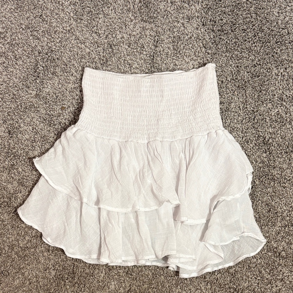 Adika White Layered Mini Skirt